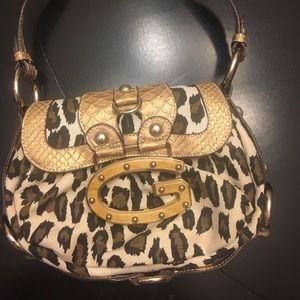 Guess handbag animal print with gold chain